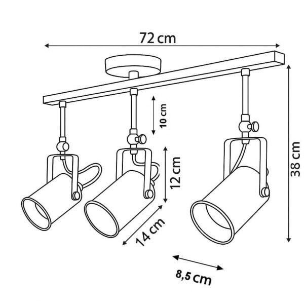 Nocturno Μεταλλικό Φωτιστικό Οροφής 3xE27 - Image 3