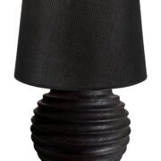 TLI 6333 40 BK ΕΠΙΤΡΑΠΕΖΙΑ ΛΑΜΠΑ ΞΥΛΙΝΗ ΣΤΡΟΓΓΥΛΗ ΜΕ ΡΑΒΔΩΣΕΙΣ & ΑΜΠΑΖΟΥΡ ΜΑΥΡΟ 1ΧΕ27