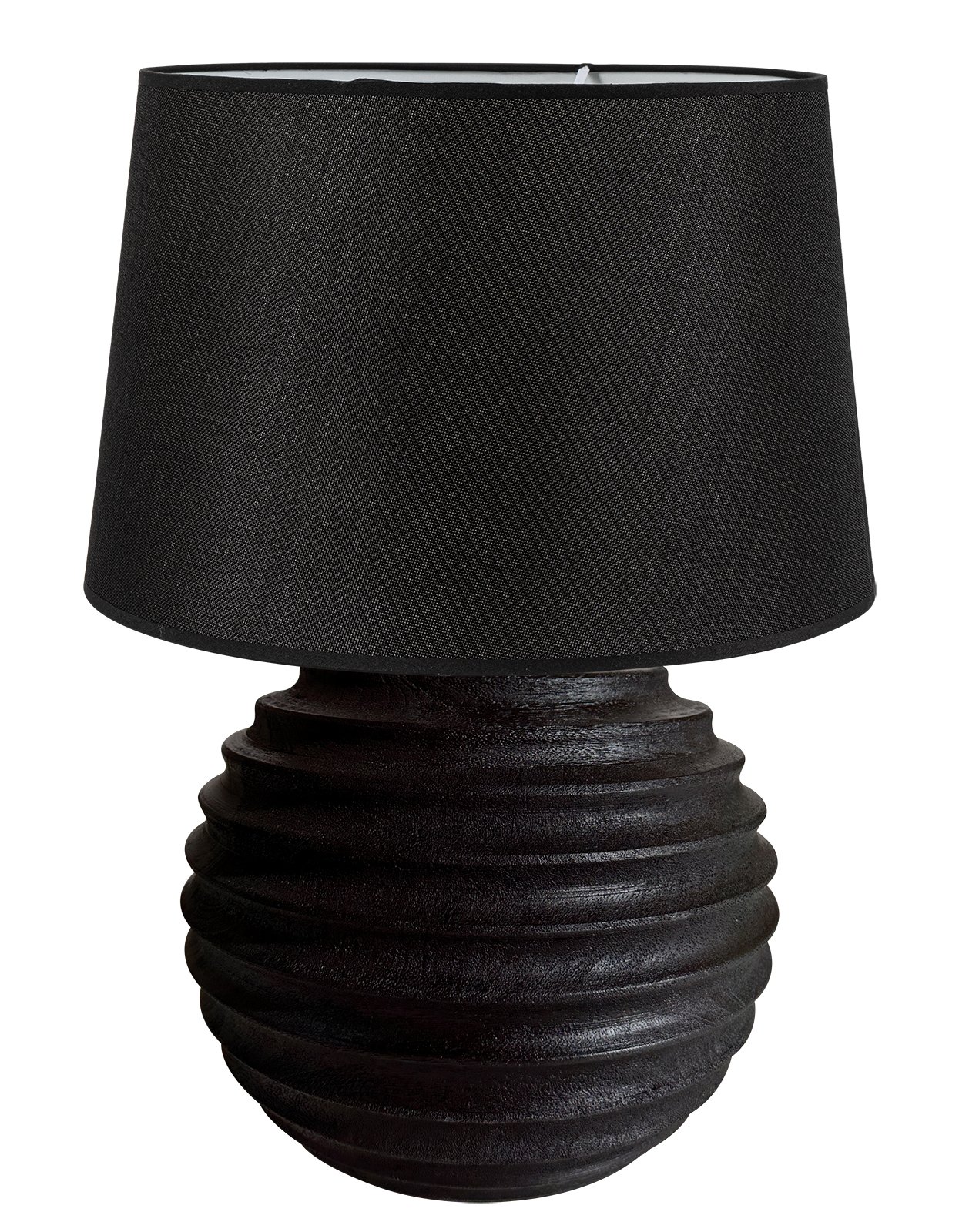 04825519d6-c44d-5f55-55d9-018ecc414ce9 TLI 6333 40 BK ΕΠΙΤΡΑΠΕΖΙΑ ΛΑΜΠΑ ΞΥΛΙΝΗ ΣΤΡΟΓΓΥΛΗ ΜΕ ΡΑΒΔΩΣΕΙΣ & ΑΜΠΑΖΟΥΡ ΜΑΥΡΟ 1ΧΕ27 - Image 1