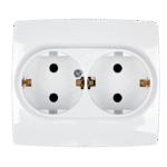 Elmark Πρίζα Σούκο Διπλή Λευκή Μεταλλιζέ Με Βίδα – CITY (190371S) - Image 2