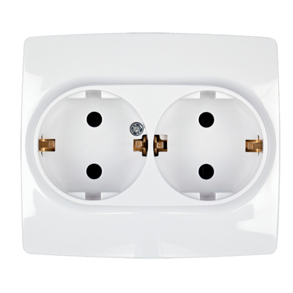 Elmark Πρίζα Σούκο Διπλή Λευκή Μεταλλιζέ Με Βίδα – CITY (190371S) - Image 2