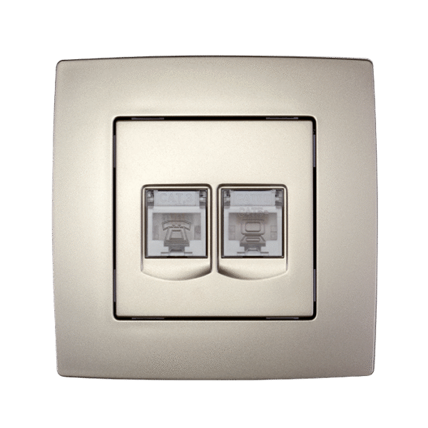 Elmark Διπλή Πρίζα Υπολογιστή RJ45 Σαμπανιζέ Μεταλλιζέ – CITY (190712) - Image 2