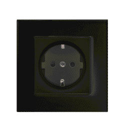 Elmark Πρίζα Τύπου Schuko 16A με Γυάλινο Πλαίσιο Μαύρο + Κουτί (195017CC/BL)