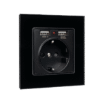 Elmark Πρίζα Τύπου Schuko 16A Με 2xUSB & Γυάλινο Πλαίσιο Μαύρο (195018/BL)