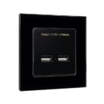 Elmark Πρίζα Διπλή USB Με Γυάλινο Πλαίσιο Μαύρο (195028/BL)