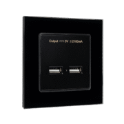 Elmark Πρίζα Διπλή USB Με Γυάλινο Πλαίσιο Μαύρο (195028/BL)