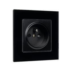 FRENCH TYPE SOCKET 16A GLASS FRAME BLACK