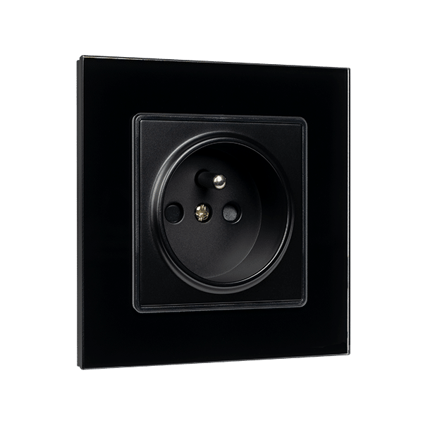 BL-623 FRENCH TYPE SOCKET 16A GLASS FRAME BLACK - Image 1