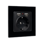 Elmark Πρίζα Τύπου Schuko 16A Με 2xUSB & Γυάλινο Πλαίσιο Μαύρο (195018/BL) - Image 3