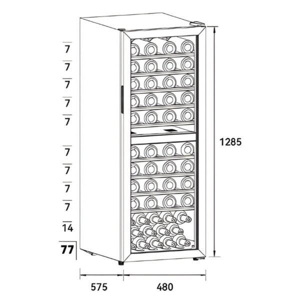 Elmark Free-Standing Wine Cooler EL-FSWC77D – Ψυγείο Κρασιών 77 Φιαλών Με Διπλή Ζώνη Ψύξης (Produced for ELMARK by Midea) - Image 2