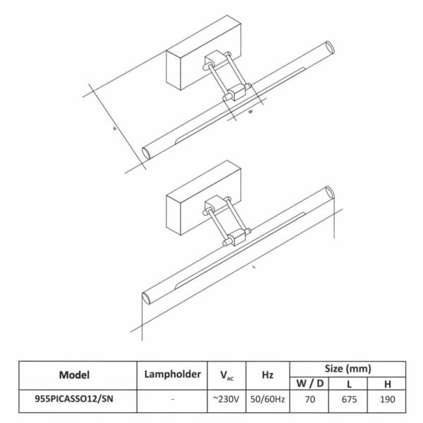 Picasso Απλίκα Led 12W 4000K Αντικέ L675Mm - Image 3