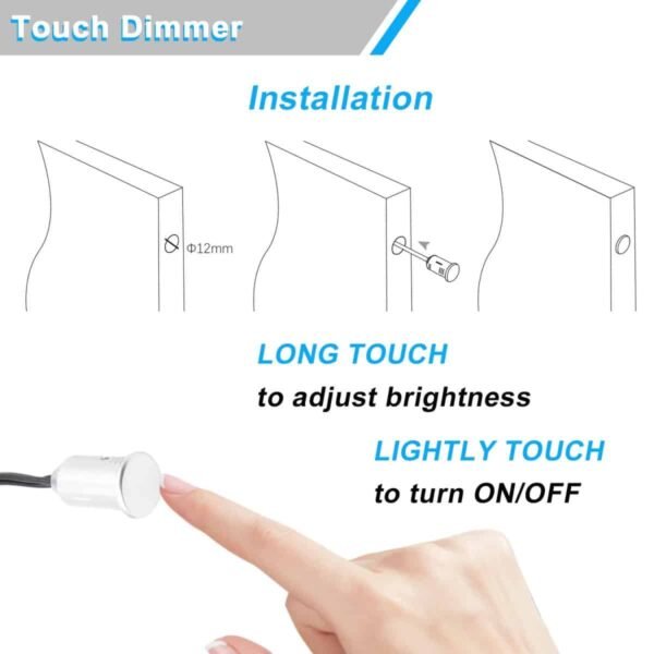 EL-TS01 Touch Dimmer Sensor Switch – Μαύρο Χωνευτό Αισθητήριο Αφής - Image 5