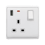 LONDON SINGLE SOCKET 1P BUTTON SWITCH NEON+USB WH - Image 2