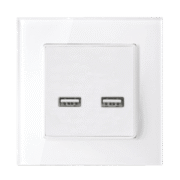 Elmark Πρίζα Διπλή USB Με Γυάλινο Πλαίσιο Λευκό (195028/WH)