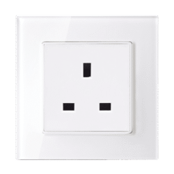 UK TYPE SOCKET 13A GLASS FRAME WHITE