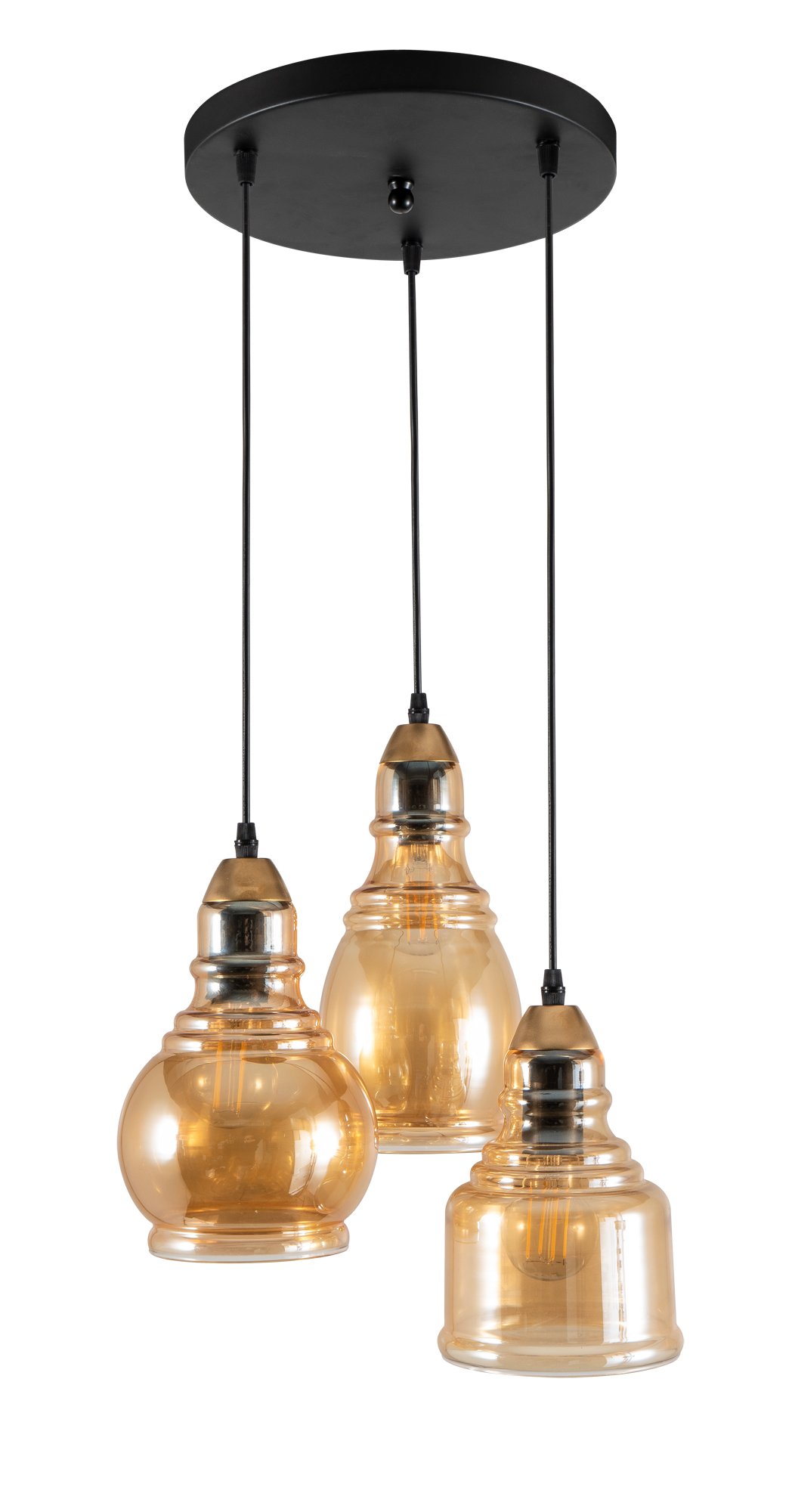 014970e0fe-7057-caea-8f75-019483a98c4b PDA 1258-3 ΡΟΖΕΤΑ ΜΕ ΜΕΛΙ 3ΣΧ. ΔΙΑΦΟΡΕΤΙΚΑ ΓΥΑΛΙΑ 3xE-27 40W - Image 1