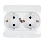 Elmark Πρίζα Σούκο Διπλή Λευκή Μεταλλιζέ Με Βίδα – CITY (190371S) - Image 4
