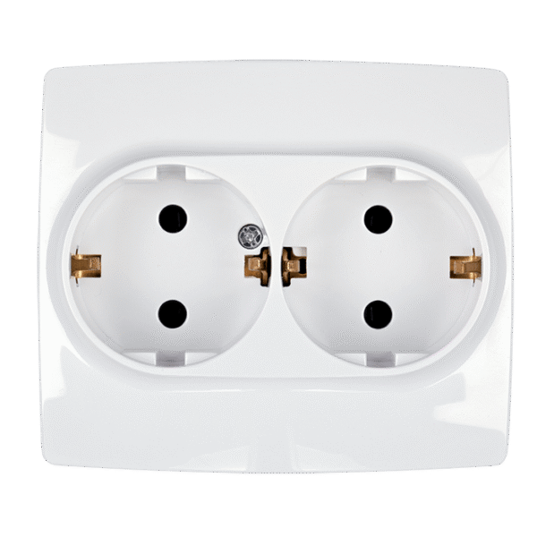 Elmark Πρίζα Σούκο Διπλή Λευκή Μεταλλιζέ Με Βίδα – CITY (190371S) - Image 5