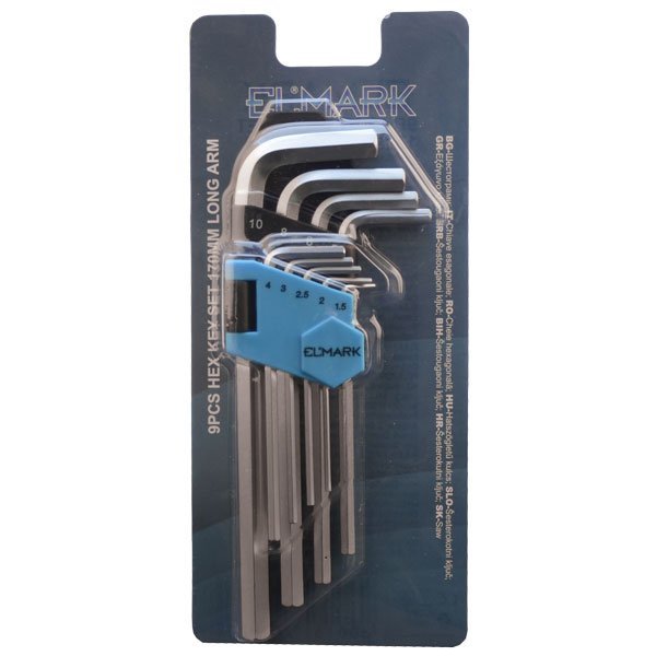 598252 9PCS HEX KEY SET 170mm LONG ARM - Image 1
