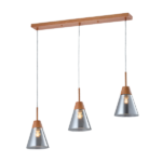 BRADLEY ΚΡΕΜΑΣΤΟ ΦΩΤΙΣΤΙΚΟ 3XE27 ΓΚΡΙ/ΞΥΛΟ - Image 3