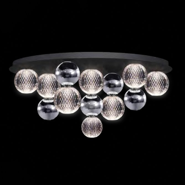 DIAMOND LED CEILING LAMP 32W 3000K, BLACK+CHROME - Image 3