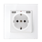 Elmark Πρίζα Τύπου Schuko 16A Με 2xUSB & Γυάλινο Πλαίσιο Λευκό + Κουτί (195018CC/WH) - Image 6