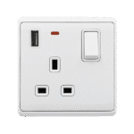 LONDON SINGLE SOCKET 1P BUTTON SWITCH NEON+USB WH - Image 5