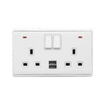 LONDON DOUBLE SOCKET 2P BUTTON SWITCH NEON+USB WH - Image 5