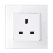 UK TYPE SOCKET 13A GLASS FRAME WHITE