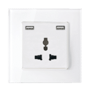MULTI-FUNCT. SOCKET 16A WITH 2XUSB GLASS FRAME WH