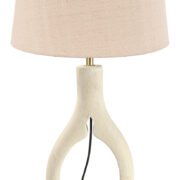 TLI 6336 ΕΠΙΤΡΑΠΕΖΙΑ ΛΑΜΠΑ ΞΥΛΙΝΗ ΛΕΥΚΗ  ΣΤΡΟΓΓΥΛΗ ΨΙΛΗ ΜΕ ΑΜΠΑΖΟΥΡ ΜΠΕΖ 1ΧΕ27