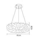 100069 ROMA Κρεμαστό Φωτιστικό Οροφής Πολύφωτο 6xE27 Μεταλλικό με Πούπουλα Λευκό Φ50 x Υ120cm - Image 3