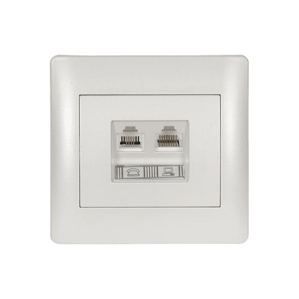 11731-2 RHYME RJ11+RJ45 ΛΕΥΚΟ ΜΕΤΑΛΛΙΖΕ - Image 1