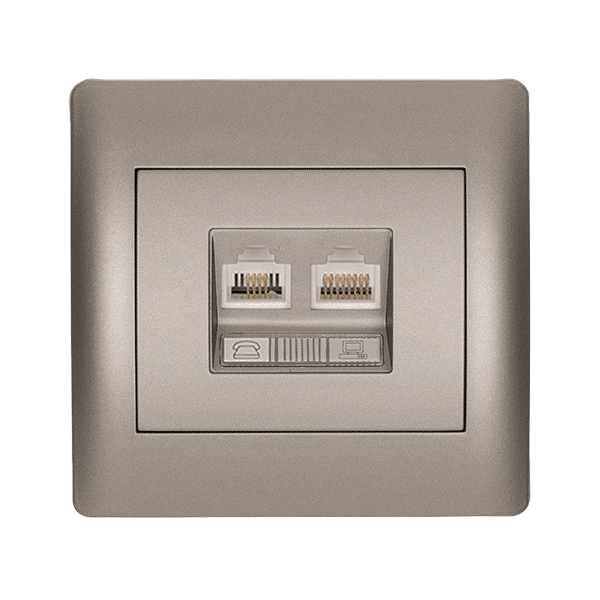 11734-2 RHYME RJ11+RJ45 ΓΚΡΙ ΜΕΤΑΛΛΙΖΕ - Image 1