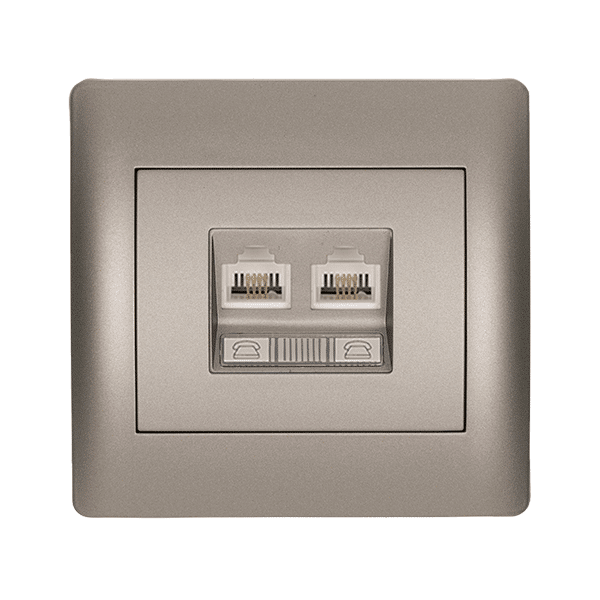 11744-2 RHYME ΔΙΠΛΗ ΠΡΙΖΑ ΤΗΛΕΦΩΝΟΥ ΓΚΡΙ ΜΕΤΑΛΛΙΖΕ - Image 1