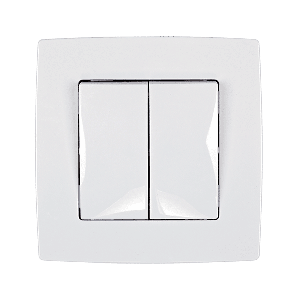 190051-2 Elmark Διακόπτης Διπλός Αλέ-Ρετούρ СХ.6 Λευκός Μεταλλιζέ – CITY (190051) - Image 1