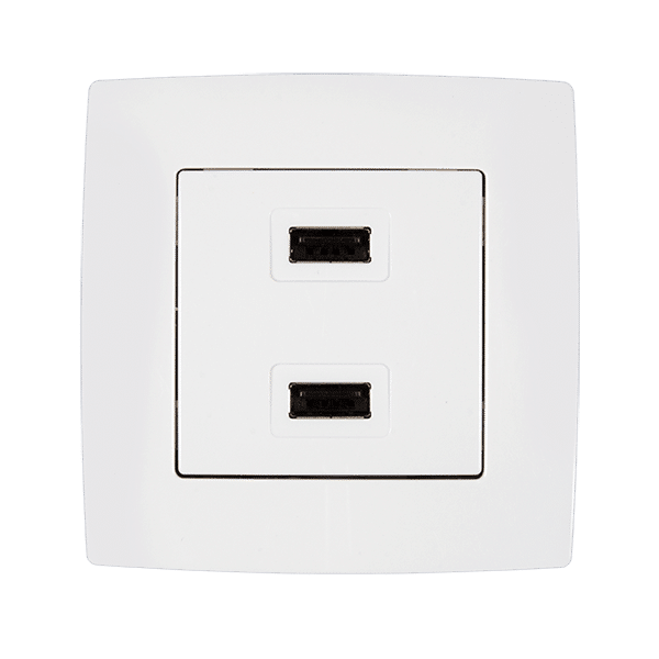 190751-2 CITY ΔΙΠΛΗ ΠΡΙΖΑ USB ΛΕΥΚΟ ΜΕΤΑΛΛΙΖΕ - Image 1