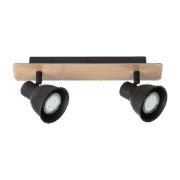 RIKO ΣΠΟΤ 2xGU10 ΜΑΥΡΟ/ΞΥΛΟ