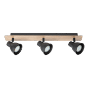 RIKO ΣΠΟΤ 3xGU10 ΜΑΥΡΟ/ΞΥΛΟ