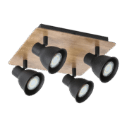 RIKO ΣΠΟΤ 4xGU10 ΜΑΥΡΟ/ΞΥΛΟ