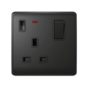 LONDON SINGLE SOCKET 1P BUTTON SWITCH NEON+USB AN