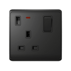 LONDON SINGLE SOCKET 2P BUTTON SWITCH NEON+USB AN