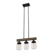 PIERA ΚΡΕΜΑΣΤΟ ΦΩΤΙΣΤΙΚΟ 3XE27 ΜΑΥΡΟ MAT/ΞΥΛΟ