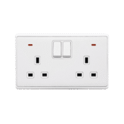 LONDON DOUBLE SOCKET WITH 2P BUTTON SWITCH NEON WH
