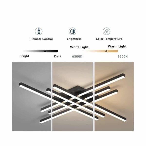 HALO LED Φωτιστικό Οροφής 96W Dimmable CCT 8000lm Μαύρο Μεταλλικό με Χειριστήριο IP20 230V - Image 3