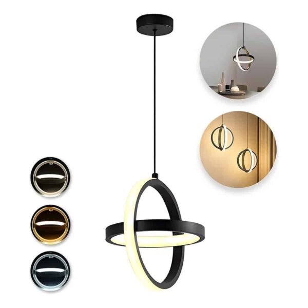 LG-6438 Κρεμαστό LED Φωτιστικό Οροφής Μαύρο 20W CCT με Εναλλαγή Φωτισμού μέσω Διακόπτη - Image 3