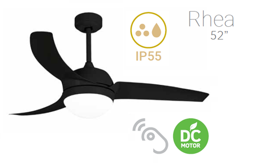 02-00325 ΑΝΕΜΙΣΤΗΡΑΣ ΟΡΟΦΗς IP55 +ΦΩΣ ΤΗΛ .52" ΜΑΥΡΟ RHEA - Image 1