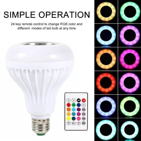 100288 Λάμπα E27 12Watt Bluetooth με Ηχείο και Ασύρματο Χειριστήριο RGBW - Image 3