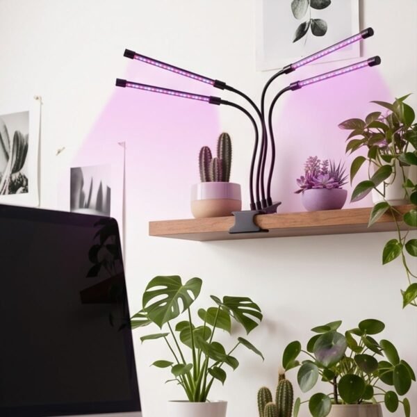 100497 Grow Light LED Ανάπτυξης Φυτών Γλάστρας με 4 Κινούμενες Κεφαλές & Βάση Μανταλάκι - Image 3