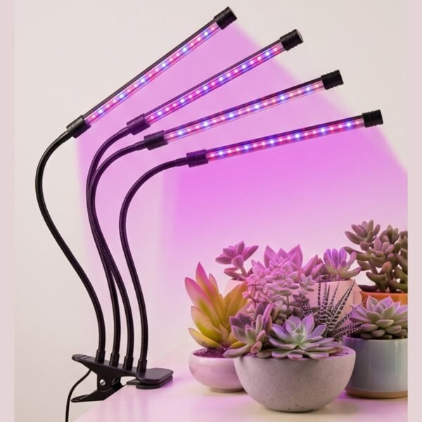 100497 Grow Light LED Ανάπτυξης Φυτών Γλάστρας με 4 Κινούμενες Κεφαλές & Βάση Μανταλάκι - Image 2